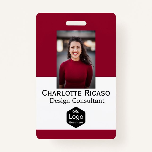Custom Logo Business Personalized Red White Black Badge (Front)