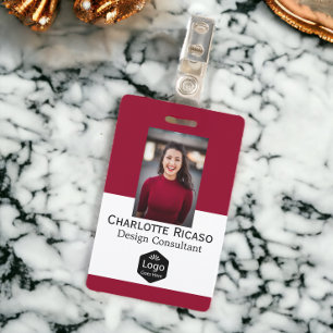 Custom Logo Business Personalized Red White Black Badge