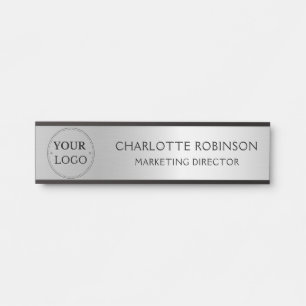Custom Logo Business Professional Faux Silver Door Sign