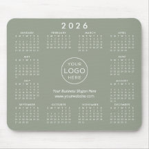 Custom Logo Business Promo 2026 Calendar Green