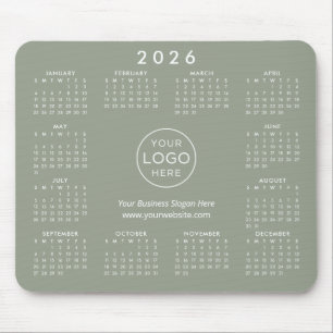 Custom Logo Business Promo 2026 Calendar Green Mouse Pad