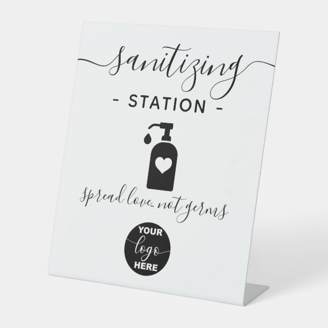 Custom Logo Business Safety Sanitizing Station Pedestal Sign (Front)