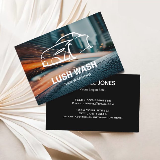 Custom Logo Car Wash Auto | Automotive Cleaning  Business Card (Car Wash Auto  Automotive Cleaning Business Card)