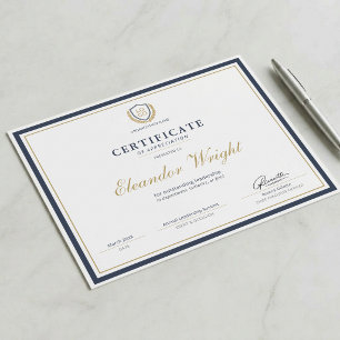 Custom Logo Certificate of Appreciation Navy Blue 