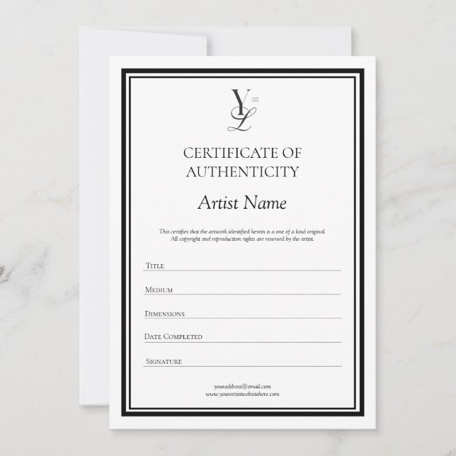 Custom Logo Certificate of Authenticity Thank You Card (Front)