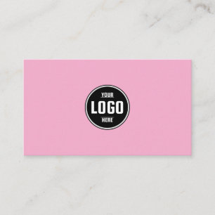 Custom Logo Circle Modern Minimalist Black & Pink Business Card