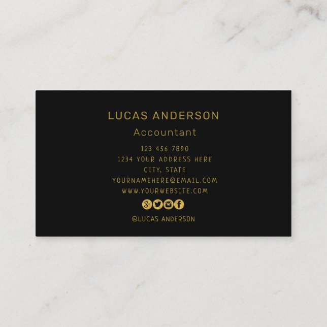  custom logo circle professional black gold business card (Back)