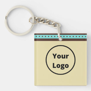 Custom logo circles and stripes pattern keychain