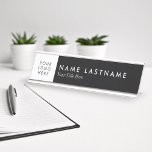 Custom Logo Clean Black White Desk Nameplate<br><div class="desc">Customize this Modern Clean Elegant Minimalist Black and White Desk Nameplate. Replace "your logo here" image with an image of your logo. For resizing or moving your logo image press on 'Customize it' button. Or contact me if you prefer for me to do it for you. This plate has silver...</div>