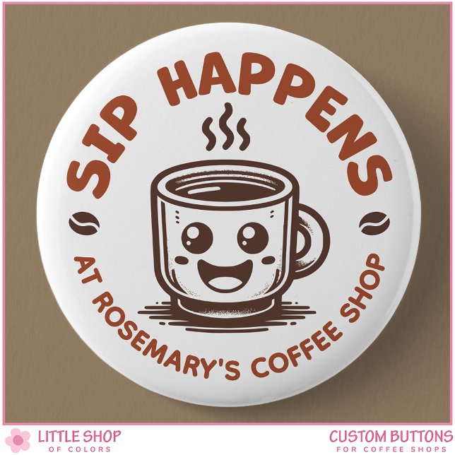 Custom Logo Coffee Shop Café 2 Inch Round Button (Creator Uploaded)