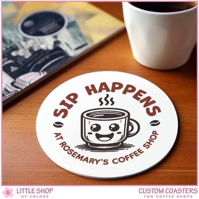 Custom Logo Coffee Shop Cafe Professional Round Paper Coaster (Creator Uploaded)