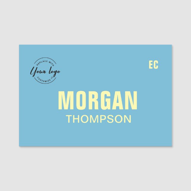 Custom Logo Committee Name Badge Blue Yellow (Front)