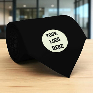 Custom Logo Company Black Business Corporate Tie