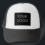 Custom Logo Company Business Black & White Trucker Hat<br><div class="desc">Modern Customizable Business Company Corporate Logo gifts. You can simply add your company logo, image, or personal photo. Editable logo or photo business or individual personal gift for a friend, co-worker, or anyone else. Customizable company business employee staff modern design. Customizable logo modern promotional and business partner business gifts. Custom...</div>