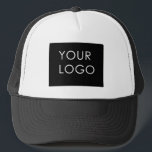 Custom Logo Company Business Black & White Trucker Hat<br><div class="desc">Modern Customizable Business Company Corporate Logo gifts. You can simply add your company logo, image, or personal photo. Editable logo or photo business or individual personal gift for a friend, co-worker, or anyone else. Customizable company business employee staff modern design. Customizable logo modern promotional and business partner business gifts. Custom...</div>