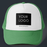 Custom Logo Company Business Social Media Green Trucker Hat<br><div class="desc">Modern Customizable Business Company Corporate Logo gifts. You can simply add your company logo, image, or personal photo. Editable logo or photo business or individual personal gift for a friend, co-worker, or anyone else. Customizable company business employee staff modern design. Customizable logo modern promotional and business partner business gifts. Custom...</div>