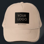 Custom Logo Company Business Social Media  Trucker Hat<br><div class="desc">Modern Customizable Business Company Corporate Logo gifts. You can simply add your company logo, image, or personal photo. Editable logo or photo business or individual personal gift for a friend, co-worker, or anyone else. Customizable company business employee staff modern design. Customizable logo modern promotional and business partner business gifts. Custom...</div>