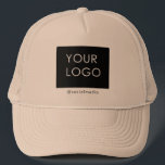 Custom Logo Company Business Social Media Trucker Hat<br><div class="desc">Modern Customizable Business Company Corporate Logo gifts. You can simply add your company logo, image, or personal photo. Editable logo or photo business or individual personal gift for a friend, co-worker, or anyone else. Customizable company business employee staff modern design. Customizable logo modern promotional and business partner business gifts. Custom...</div>
