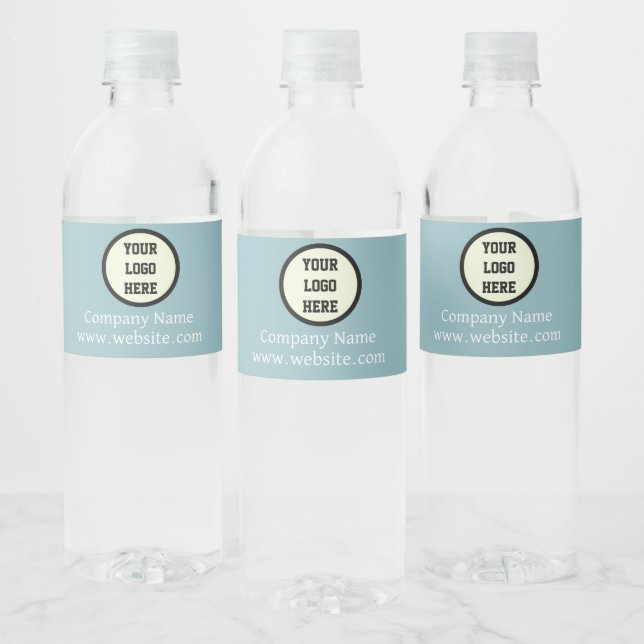 Custom Logo Company Dusty Blue Business Corporate Water Bottle Label (Bottles)