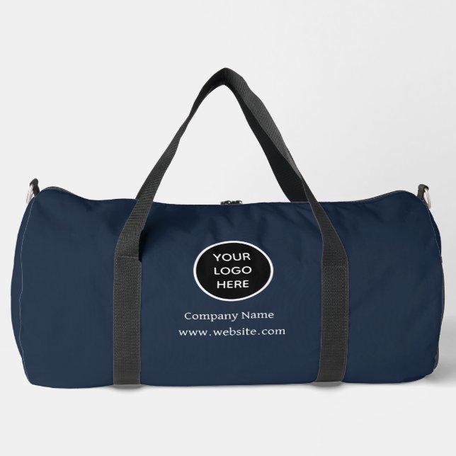 Custom Logo Company Navy Blue Business Corporate Duffle Bag (Front)