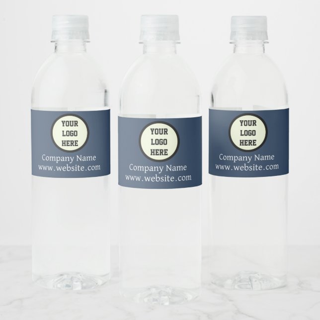 Custom Logo Company Navy Blue Business Corporate Water Bottle Label (Bottles)