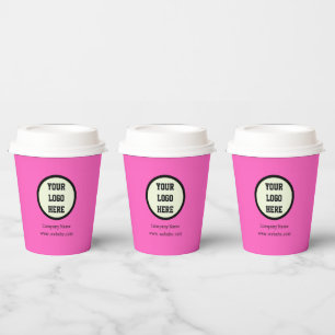 Custom Logo Company Pink Business Corporate Paper Cups