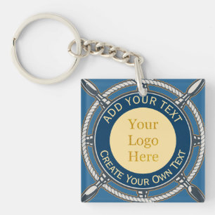 Custom Logo Corporate Blue and Gold Nautical Rope Keychain