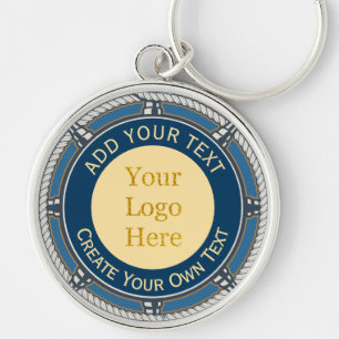Custom Logo Corporate Blue and Gold Nautical Rope Keychain