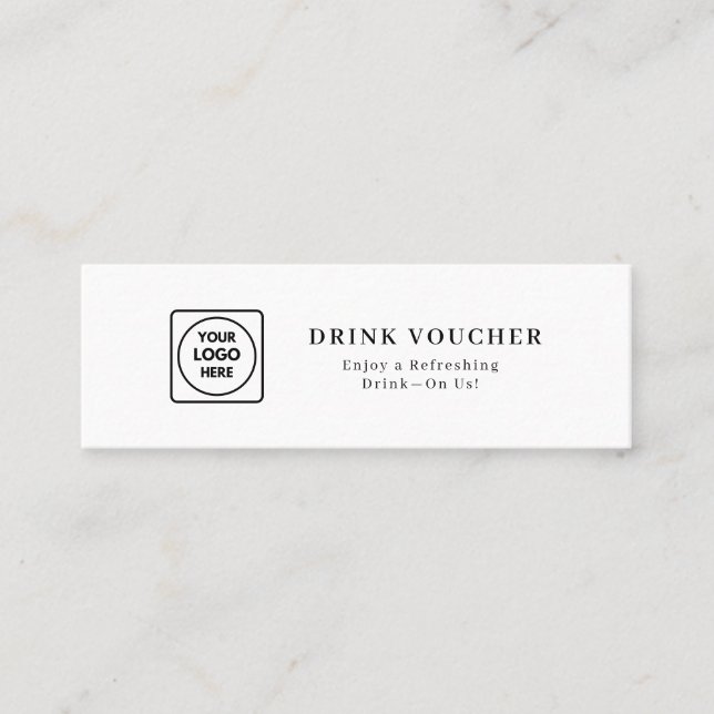 Custom Logo | Corporate Event Drink Voucher Design Mini Business Card (Front)