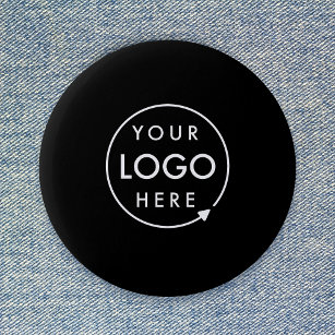 Custom Logo   Corporate Modern Minimalist Black 2 Inch Round Button