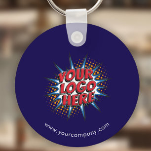Custom Logo, Custom Text, Blue Keychain