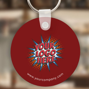 Custom Logo, Custom Text, Red Keychain