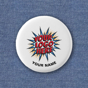 Custom Logo, Custom Text, White Employee 1 Inch Round Button