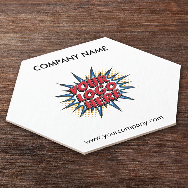 Custom Logo, Custom Text, White Hexagon Paper Coaster (Creator Uploaded)