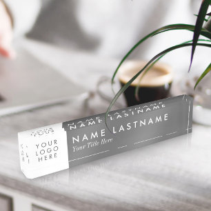 Custom Logo Dark Grey Modern Nameplate
