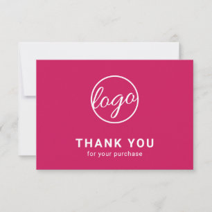Custom Logo Dark Pink Simple Business Thank You Card