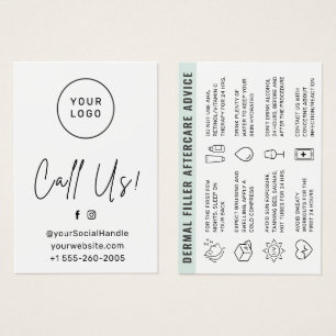 Custom Logo Dermal Filler Aftercare Advice Card 