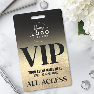 Custom Logo Elegant Black Gold VIP Badge