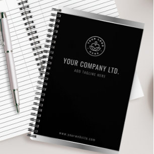 Custom Logo Elegant Black Silver Notebook