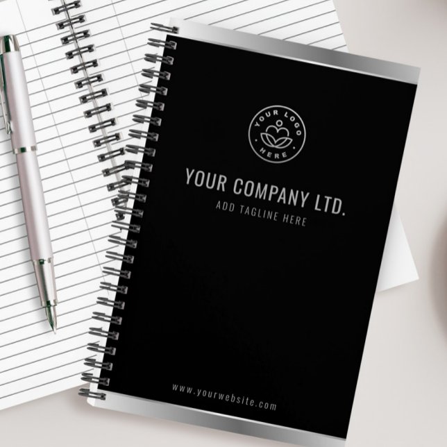 Custom Logo Elegant Black Silver Notebook (Creator Uploaded)