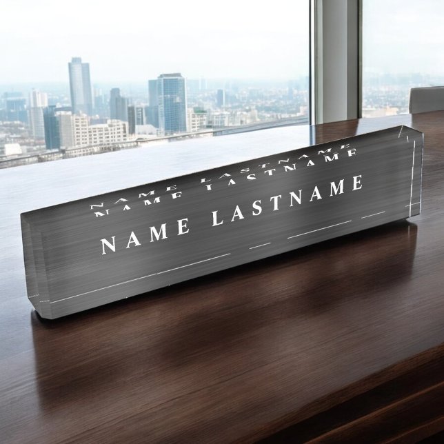 Custom Logo Elegant Black White Desk Nameplate (Creator Uploaded)
