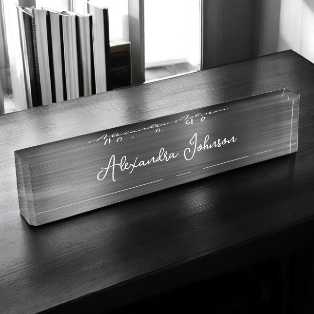 Custom Logo Elegant Black White Desk Nameplate (Creator Uploaded)