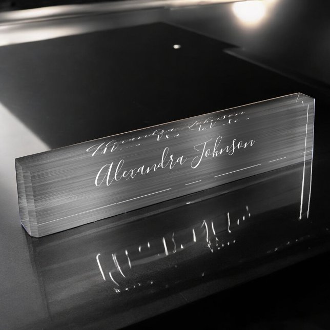 Custom Logo Elegant Black White Desk Nameplate (Creator Uploaded)