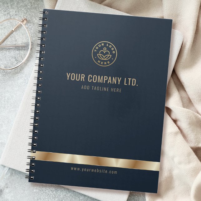 Custom Logo Elegant Blue Gold Notebook (Creator Uploaded)