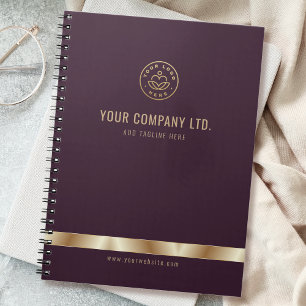 Custom Logo Elegant Burgundy Red Gold Notebook