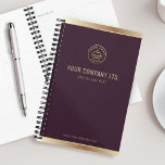 Custom Logo Elegant Burgundy Red Gold Planner<br><div class="desc">Keep your plans organized with this sophisticated custom business logo planner design. A rich burgundy red backdrop is beautifully accented with bold gold foil details, creating a timeless and elegant aesthetic.</div>