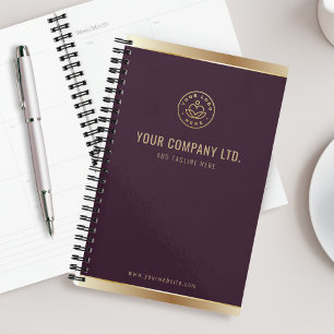 Custom Logo Elegant Burgundy Red Gold Planner