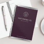 Custom Logo Elegant Burgundy Red Silver Planner<br><div class="desc">Keep your projects on track with this chic and sophisticated custom business logo planner design. A deep burgundy red backdrop is beautifully accented with sleek silver details, creating a refined and elegant aesthetic.</div>