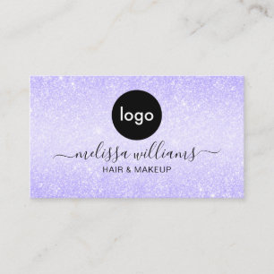 Custom Logo Elegant Chic Purple Glitter Business Card