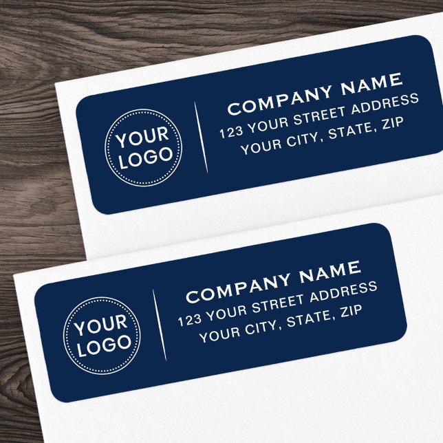 Custom logo elegant dark blue return address (Custom logo elegant dark blue return address label)